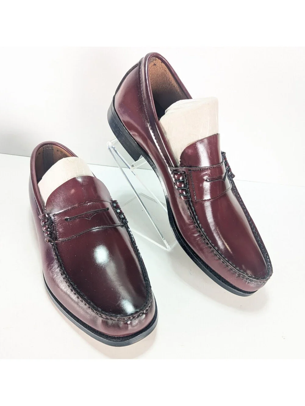 Mens 11EE Penny Loafer STUART McGUIRE Burgundy NWOB Leather Classic Dress Shoe